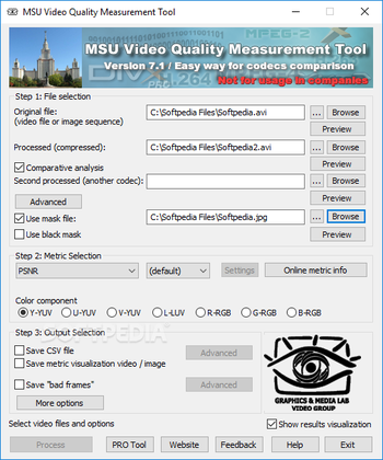 MSU Video Quality Measurement Tool screenshot