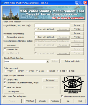 MSU Video Quality Measurement Tool screenshot 2