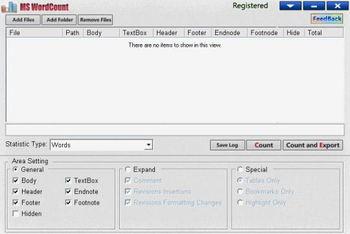 MSWordCount screenshot