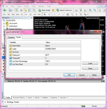 MT4 to FXCM Bridge screenshot