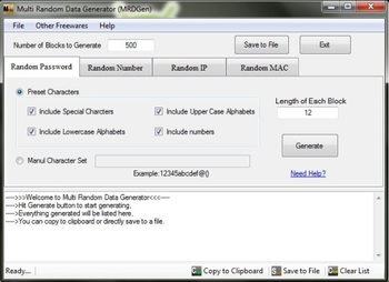 Multi Random Data Generator screenshot