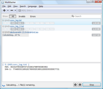 MultiHasher screenshot