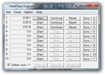 MultiTrack Stopwatch screenshot