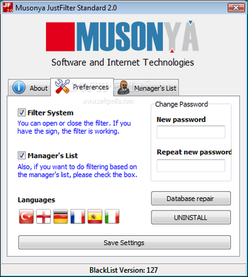 Musonya JustFilter Standard screenshot