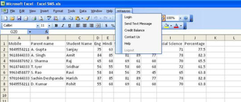 mVaayoo SMS Excel Plugin screenshot 2