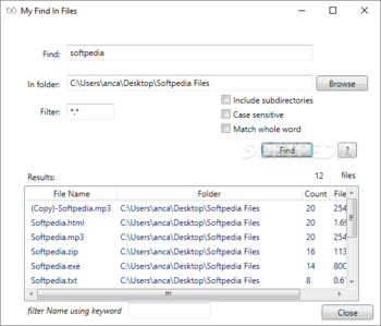My Find In Files screenshot