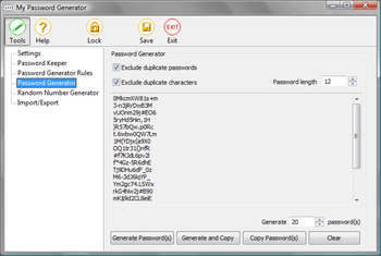 My Password Generator screenshot