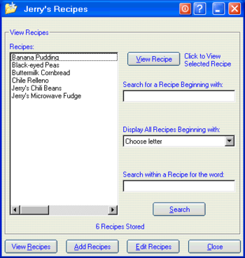 My Recipes screenshot