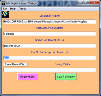 my Registry Value Changer screenshot