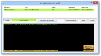 My Website Monitor screenshot