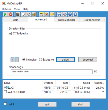 MyDefragGUI Portable screenshot 2