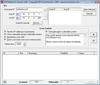 MyDoom Scanner screenshot