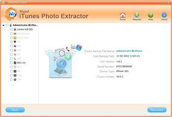 MyJad iTunes Photo Extractor screenshot