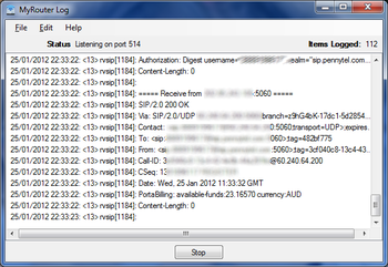 MyRouter Log screenshot 2