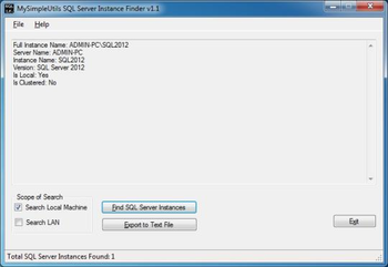 MySimpleUtils SQL Server Instance Finder screenshot