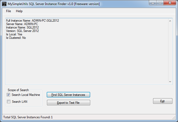 MySimpleUtils SQL Server Instance Finder screenshot 2