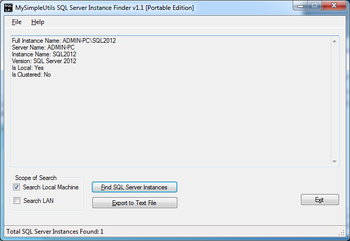 MySimpleUtils SQL Server Instance Finder Portable screenshot 2
