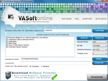 MySpace MP3 Downloader screenshot
