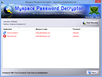 Myspace Password Decryptor screenshot