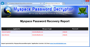 Myspace Password Decryptor screenshot 2