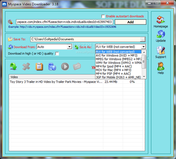 Myspace Video Downloader screenshot