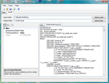 MySQL code generator screenshot 2