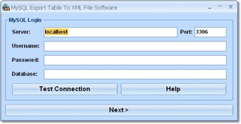 MySQL Export Table To XML File Software screenshot
