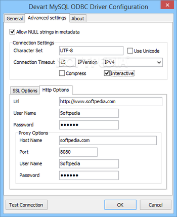 MySQL ODBC driver screenshot 2