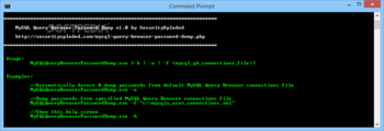 MySQL Query Browser Password Dump screenshot