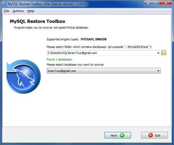 MySQL Restore Toolbox screenshot