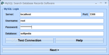 MySQL Search Database Records Software screenshot