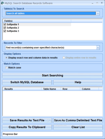MySQL Search Database Records Software screenshot 2