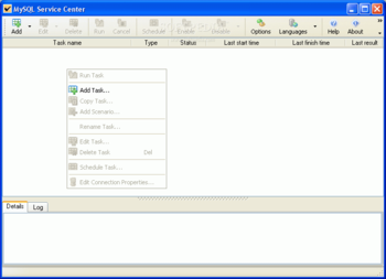 MySQL Service Center screenshot