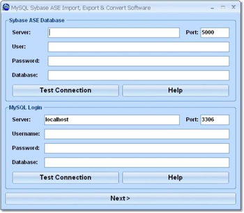 MySQL Sybase ASE Import, Export & Convert Software screenshot