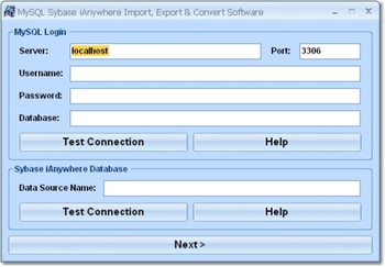 MySQL Sybase iAnywhere Import, Export & Convert Software screenshot