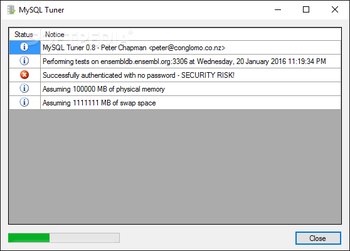 MySQL Tuner screenshot