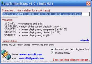 MyTrillianStatus Winamp Plugin screenshot 2