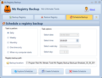 Mz Registry Backup screenshot 2