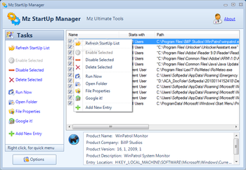 Mz StartUp Manager screenshot