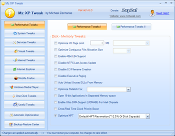 Mz XP Tweak (formerly Mz Ultimate Tweaker) screenshot