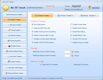 Mz XP Tweak (formerly Mz Ultimate Tweaker) screenshot 3