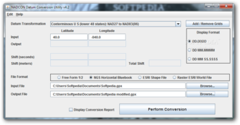NADCON Datum Conversion Utility screenshot