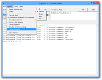 Nagelfar: Tcl Syntax Checker screenshot 2