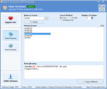 Name Dictionary screenshot