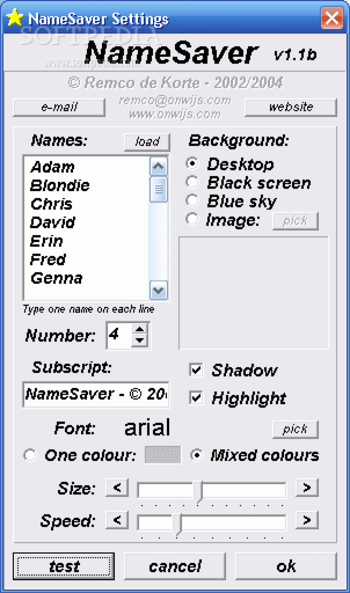 NameSaver screenshot