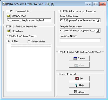 NameSearch Creator screenshot