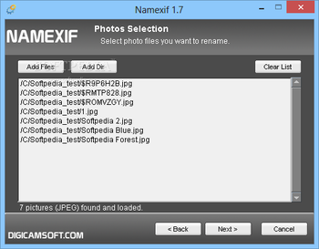 Namexif screenshot