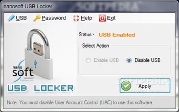 nanosoft USB Locker screenshot