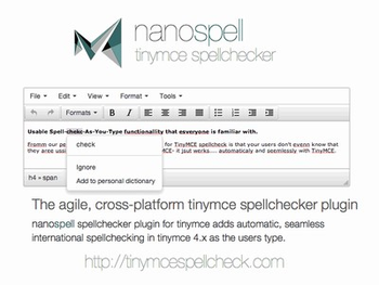 NanoSpell TinyMce SpellChecker Plugin screenshot