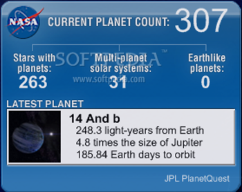 NASA JPL PlanetQuest Planet Counter screenshot